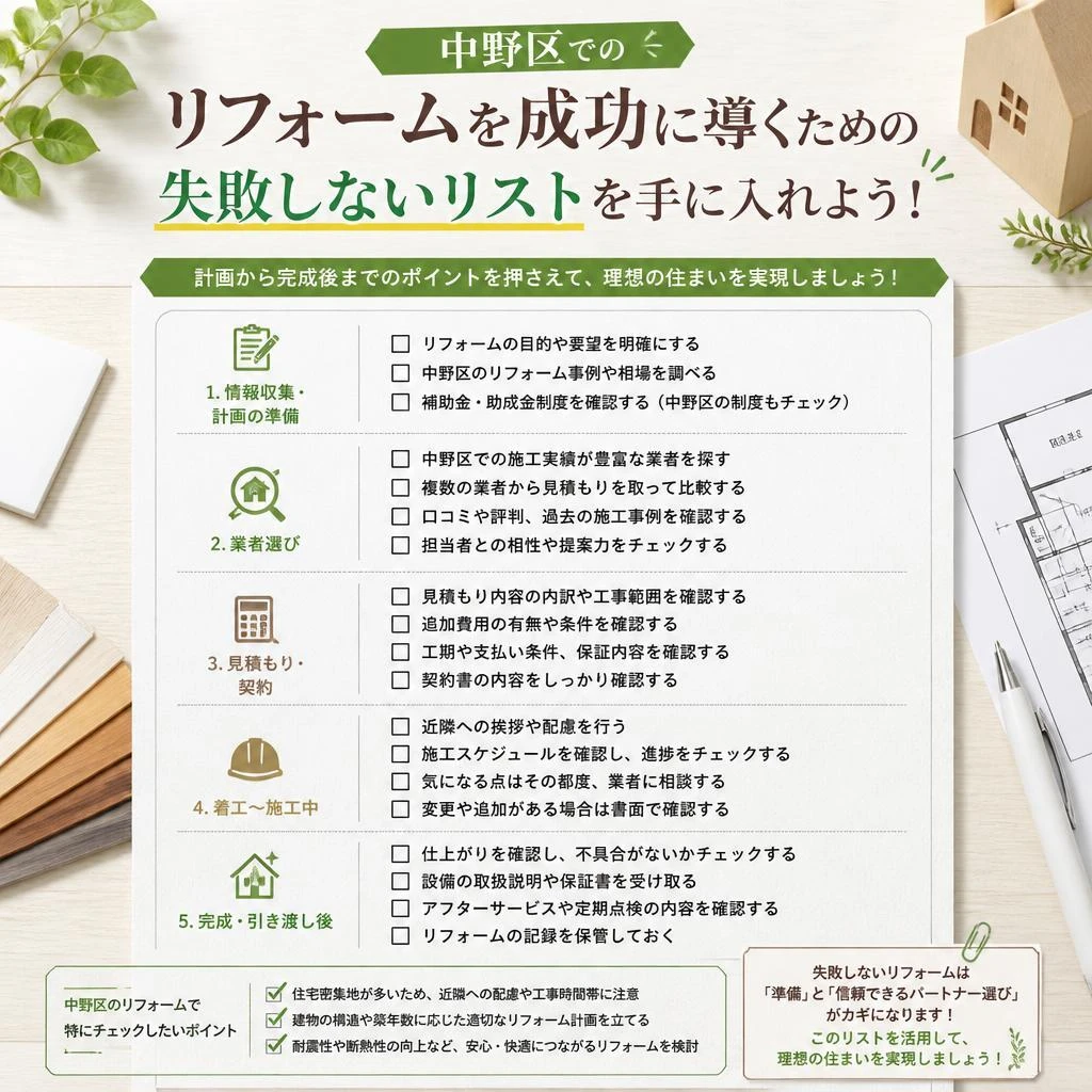 中野区でのリフォームを成功に導くための失敗しないリストを手に入れよう！｜中野区のリフォームならパラリノベ株式会社