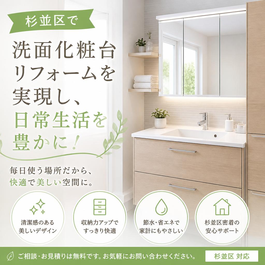杉並区で洗面化粧台リフォームを実現し、日常生活を豊かに！｜杉並区のリフォームならパラリノベ株式会社